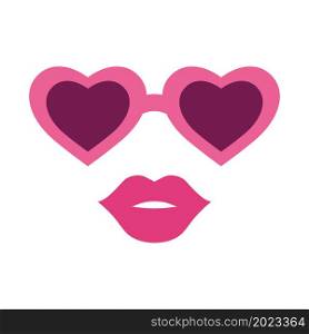 Combination heart and glasses with lips