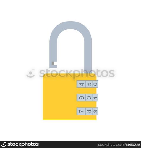Combination lock padlock vector icon security safe illustration protection code symbol. Steel safety password privacy secure