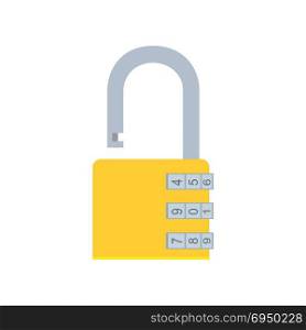 Combination lock padlock vector icon security safe illustration protection code symbol. Steel safety password privacy secure