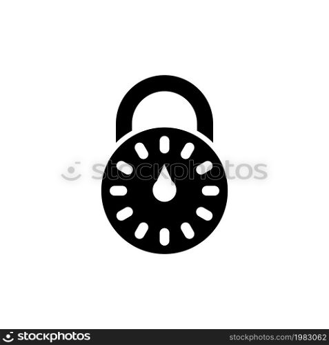 Combination Lock, Password Code Padlock. Flat Vector Icon illustration. Simple black symbol on white background. Combination Lock, Password Padlock sign design template for web and mobile UI element. Combination Lock, Password Padlock Flat Vector Icon