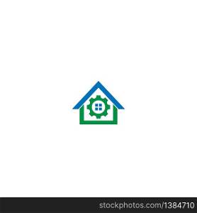 Combination of gear and property logo icon illustation