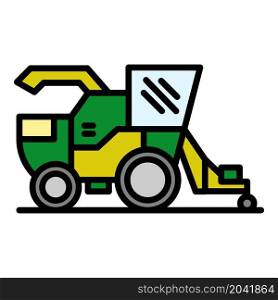 Combine harvester icon. Outline combine harvester vector icon color flat isolated. Combine harvester icon color outline vector