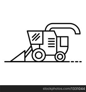 Combine harvester icon. Outline combine harvester vector icon for web design isolated on white background. Combine harvester icon, outline style