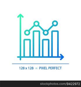 Combo chart gradient linear vector icon. Sales performance. Economic report. Project progress. Data analytics. Thin line color symbol. Modern style pictogram. Vector isolated outline drawing. Combo chart gradient linear vector icon