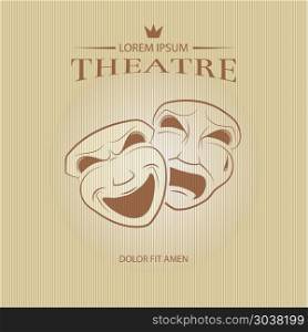 Comedy and tragedy theatrical masks. Comedy and tragedy theatrical masks. Face mask art, tragedy mask, comedy mask, vector illustration
