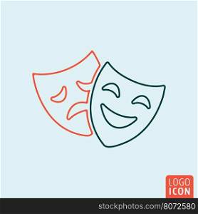 Comedy tragedy icon. Comedy and tragedy mask icon. Theatre drama symbol. Vector illustration