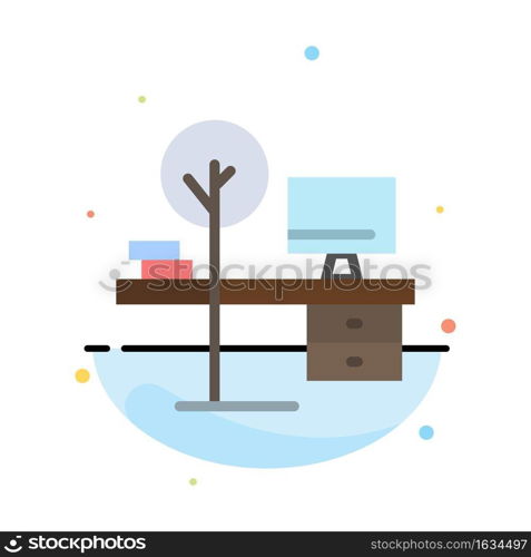 Comfort, Desk, Office, Place, Table Abstract Flat Color Icon Template