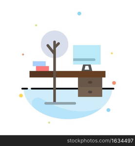Comfort, Desk, Office, Place, Table Abstract Flat Color Icon Template