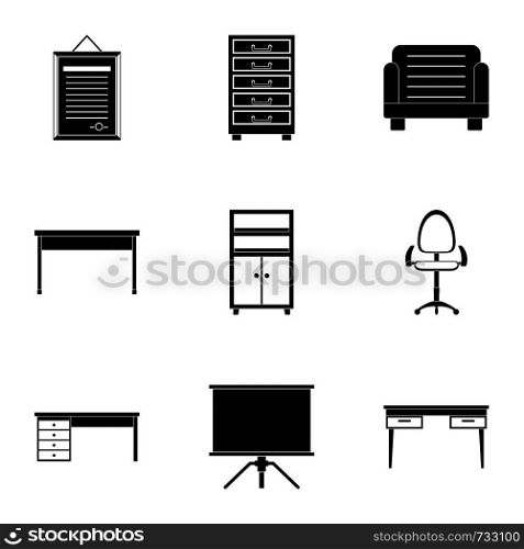 Comfort furniture icons set. Simple style set of 9 comfort furniture vector icons for web design. Comfort furniture icons set, simple style