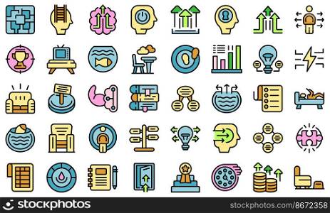 Comfort zone icons set vector flat on white bakcground. Comfort zone icons set vector flat