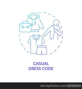 Comfortable dress code concept icon. Office free dressing policy. Informal clothing abstract idea thin line illustration. Isolated outline drawing. Roboto-Medium, Myriad Pro-Bold fonts used. Comfortable dress code concept icon