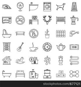 Comfortable house icons set. Outline style of 36 comfortable house vector icons for web isolated on white background. Comfortable house icons set, outline style