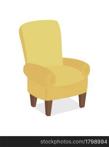 Comfortable yellow armchair semi flat color vector object. Full sized item on white. Stylish furniture for living room isolated modern cartoon style illustration for graphic design and animation. Comfortable yellow armchair semi flat color vector object
