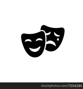 Comic and tragic mask icon in black simple design on an isolated background. EPS 10 vector.. Comic and tragic mask icon in black simple design on an isolated background. EPS 10 vector