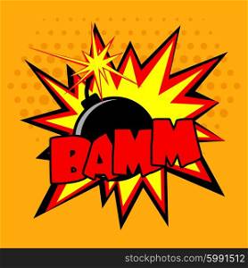 Comic book cartoon bomb with fire expression and bamm text vector illustration. Comic Bomb Illustration