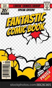 Comic book cover template vector image