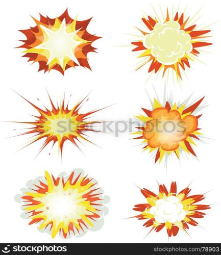 Comic Book Explosion, Bombs And Blast Set. Illustration of a set of comic book explosion, blast and other cartoon fire bomb, bang and exploding symbols