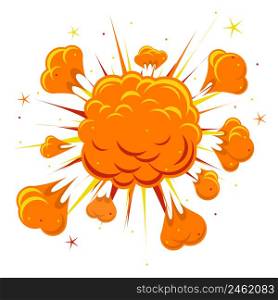 Comic book explosion. Explosion boom, orange cloud, smoke and explode Vector illustration. Comic book explosion
