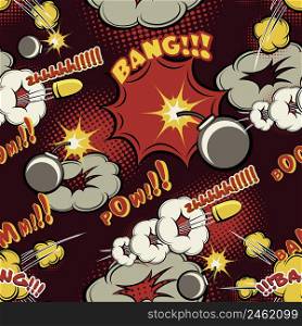 Comic book explosion pattern. Background, boom and cloud, cartoon and design, comic and bang.. Comic book explosion pattern