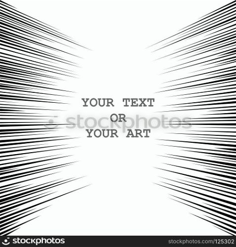 Comic book Speed Lines. Black and white vector elements. Radial movement on the sides.
 Left and right. Trendy Pop-art design. Comic book Speed Lines template