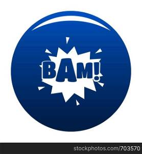 Comic boom bam icon vector blue circle isolated on white background . Comic boom bam icon blue vector