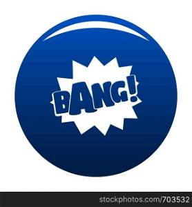 Comic boom bang icon vector blue circle isolated on white background . Comic boom bang icon blue vector