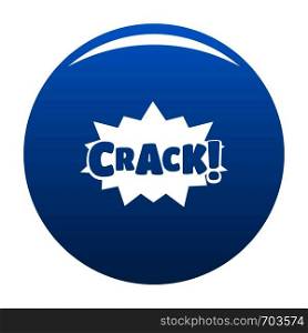 Comic boom crack icon vector blue circle isolated on white background . Comic boom crack icon blue vector