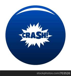 Comic boom crash icon vector blue circle isolated on white background . Comic boom crash icon blue vector