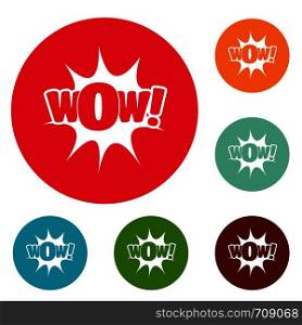 Comic boom icons circle set vector isolated on white background. Comic boom icons circle set vector