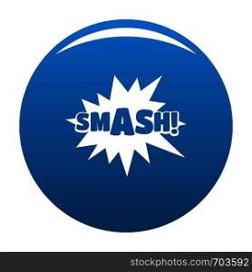 Comic boom smash icon vector blue circle isolated on white background . Comic boom smash icon blue vector