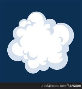 Comic cartoon smoke or cloud, vector speed motion effects isolated on dark blue backdround. Comic cartoon smoke or cloud, vector speed motion effects