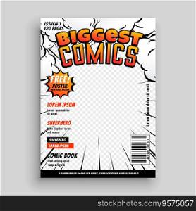 Comic cover template design layout vector image