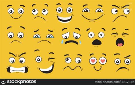 Comic face expressions set