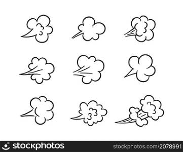 Comic fart cloud. Bad stink balloon. Explosion, angry breath. Cloud of smoke gas in comic style. Funny flatulence symbol. Set of vector illustration isolated on white background.. Comic fart cloud. Bad stink balloon. Explosion, angry breath. Cloud of smoke gas in comic style. Funny flatulence symbol. Set of vector illustration isolated on white background