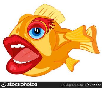 Comic fish crock. Comic fish crock with human lip and brow