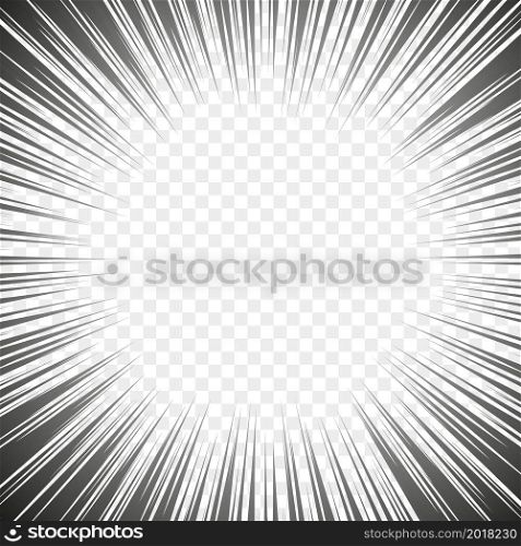 Comic manga radial lines with speed effect for comics book. Black and white explosion background. Flash ray blast glow. Vector frames. Comic manga radial lines with speed effect for comics book. Black and white explosion background. Flash ray blast glow. Vector frames.