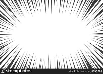Comic manga radial lines with speed effect for comics book. Black and white explosion background. Flash ray blast glow. Vector frame. Comic manga radial lines with speed effect for comics book. Black and white explosion background. Flash ray blast glow. Vector frame.