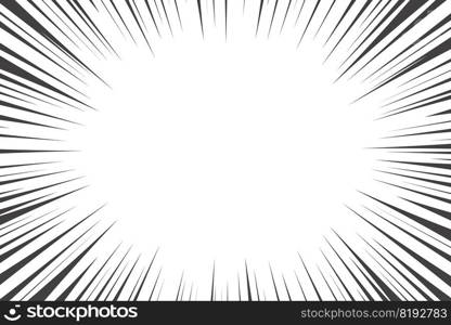 Comic manga radial lines with speed effect for comics book. Black and white explosion background. Flash ray blast glow. Vector frame. Comic manga radial lines with speed effect for comics book. Black and white explosion background. Flash ray blast glow. Vector frame.