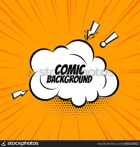 comic speech bubble cloud on orange background