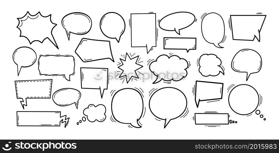 Comic Speech Bubbles collection. Isolated on white background vector illustration, clouds with place for text.. Comic Speech Bubbles collection. Isolated on white background vector illustration, clouds with place for text