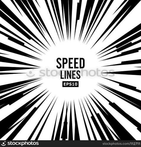 Comic Speed Lines Vector. Comic Speed Lines Vector. Book Black And White Radial Lines Background. Manga Speed Frame.