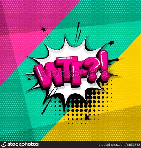 comic text sound effects pop art style. Vector speech bubble word and short phrase cartoon expression illustration. Comics book colored background template.. Pop art comic text