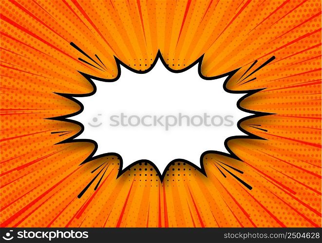 Comics book empty colored template. Speech bubble. Boom explosion. Abstract modern colorful comic background. Vector stock