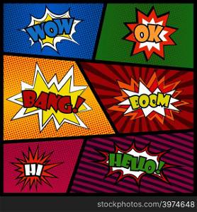 Comics speech bubble with expressions stickers set,stock vector illustration. Comics speech bubble with expressions stickers set