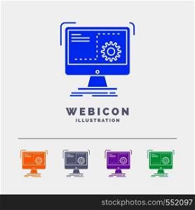 Command, computer, function, process, progress 5 Color Glyph Web Icon Template isolated on white. Vector illustration. Vector EPS10 Abstract Template background