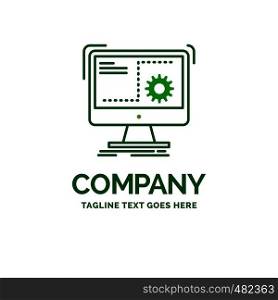 Command, computer, function, process, progress Flat Business Logo template. Creative Green Brand Name Design.