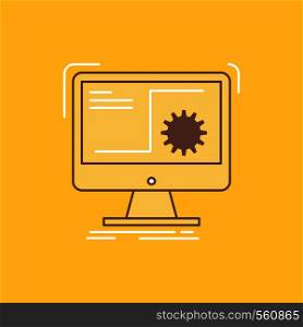 Command, computer, function, process, progress Flat Line Filled Icon. Beautiful Logo button over yellow background for UI and UX, website or mobile application. Vector EPS10 Abstract Template background