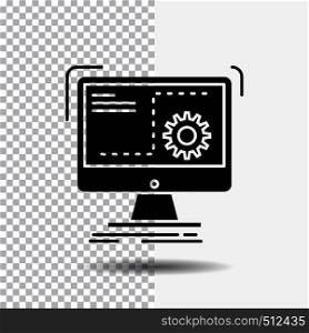 Command, computer, function, process, progress Glyph Icon on Transparent Background. Black Icon. Vector EPS10 Abstract Template background