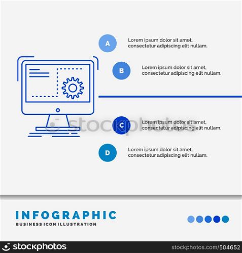 Command, computer, function, process, progress Infographics Template for Website and Presentation. Line Blue icon infographic style vector illustration. Vector EPS10 Abstract Template background