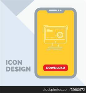 Command, computer, function, process, progress Line Icon in Mobile for Download Page